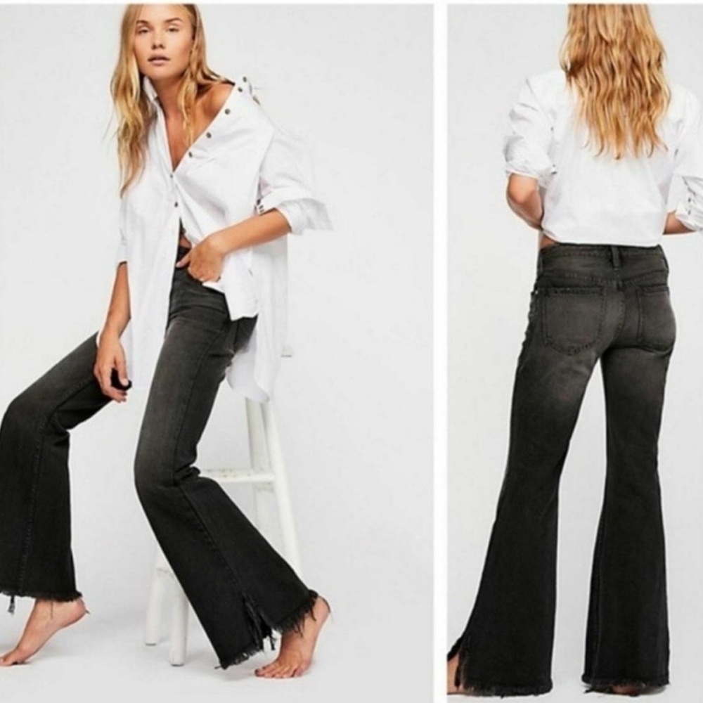 Free People Black Flare Jeans - Picture 1 of 4
